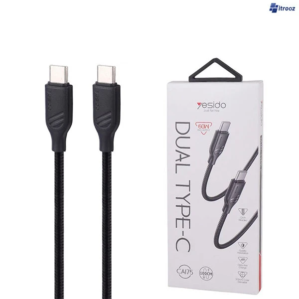 کابل شارژ دو سر تایپ سی یسیدو 60وات yesido ca175 - امکان خرید به صورت اقساطی