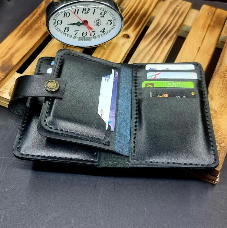 کیف جا کارتی چرم طبیعی مشکی مدل j109 -امکان خرید به صورت اقساطی