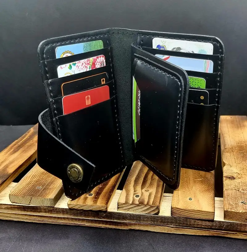 کیف جا کارتی چرم طبیعی مشکی مدل j109 -امکان خرید به صورت اقساطی