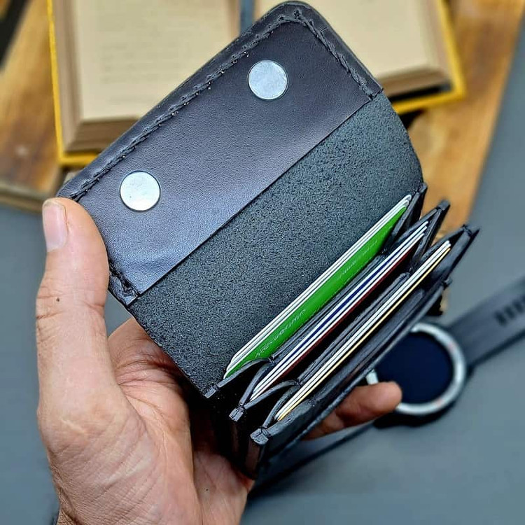 کیف جاکارتی چرم طبیعی دست دوزمدل j101 - امکان خرید به صورت اقساطی