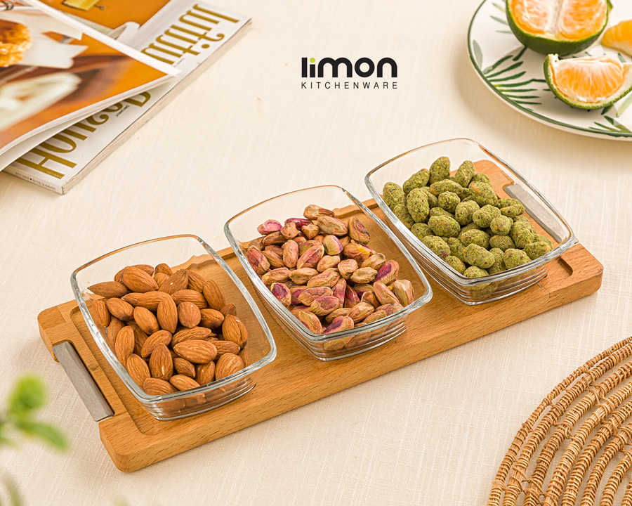 اردورخوری مستطیل پایه چوبی 3عددی کوچک - امکان خرید به صورت اقساطی