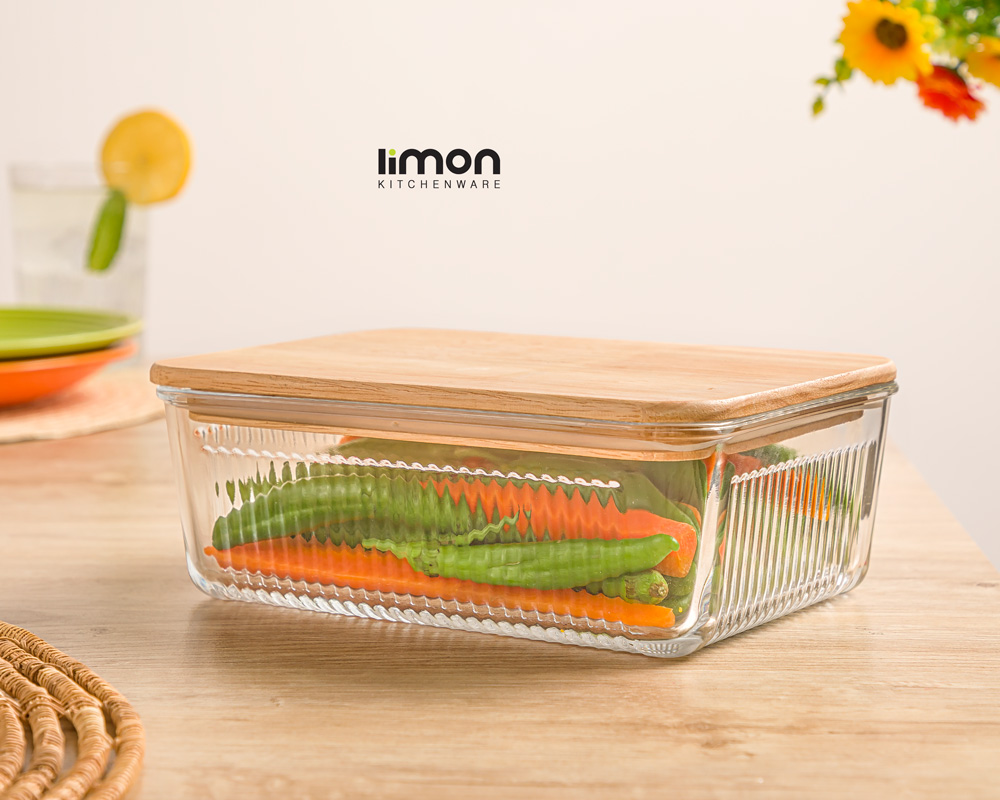 ظرف شیشه ای در چوبی 1.1 لیتر- امکان خرید به صورت اقساطی