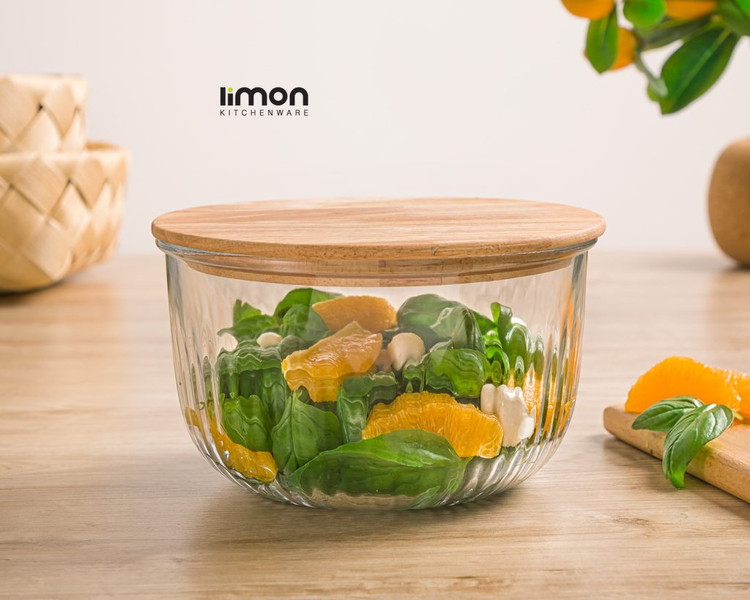 ظرف شیشه ای گرد در چوبی 1.8 لیتر - امکان خرید به صورت اقساطی
