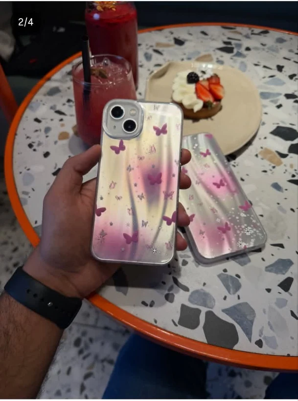 قاب گوشی imd پروانه صورتی مناسب گوشی سامسونگ a21s- امکان خرید اقساطی